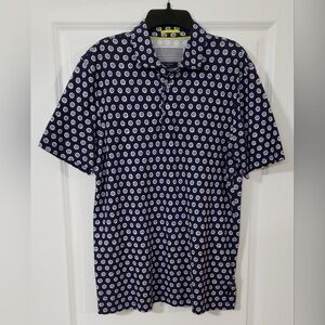 Ted Baker London Edaname Polo Shirt Men 3 Medium Navy Blue Geometric